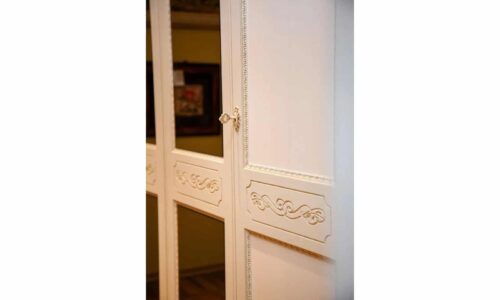 dulap 4 uși bologna, lemn masiv, 199x65x240cm, crem patinat