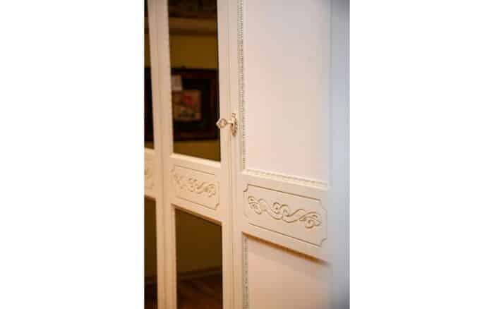 dulap 3 uși bologna, lemn masiv, 153x65x240cm, crem patinat