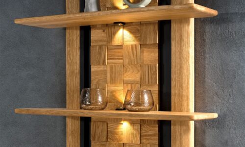 etajera moon, lemn masiv stejar, 72x134x23 cm