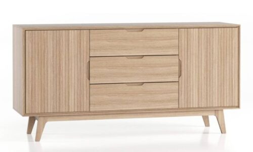 comoda brooklyn, lemn masiv 2 usi si 3 sertare, 160 x 45 x 80 cm