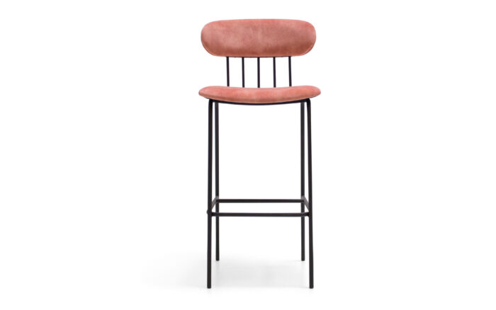 Scaun de Bar Miki, Cadru Metalic Sudat, Șezut și Spătar Tapițate, Design Elegant, Personalizabil - imagine 2