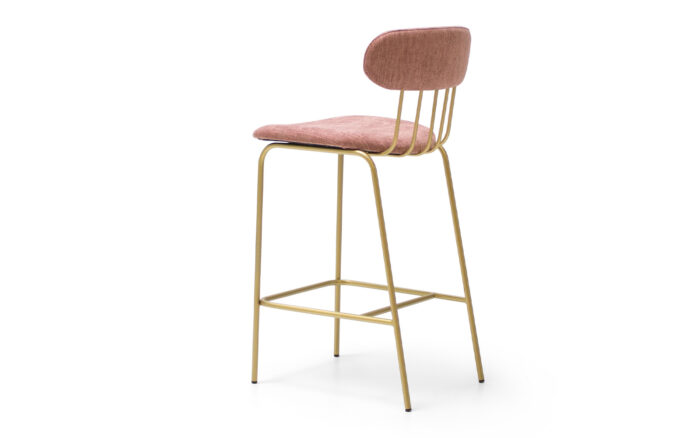 Scaun de Bar Miki, Cadru Metalic Sudat, Șezut și Spătar Tapițate, Design Elegant, Personalizabil - imagine 3