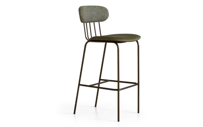 Scaun de Bar Miki, Cadru Metalic Sudat, Șezut și Spătar Tapițate, Design Elegant, Personalizabil