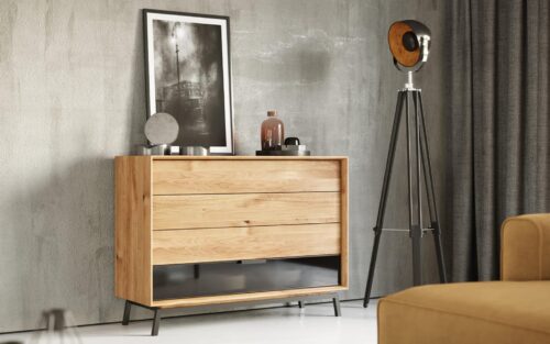 Set Living Madison, Stejar Masiv și Sticlă, 3 Piese - imagine 6