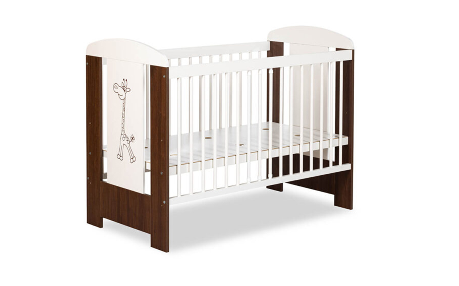Untitled-1_0000_lozko-zyrafka-biel-orzech-NEW2-600x600 Pătuț pentru bebeluși Bambi ,120×60 cm - imagine 1