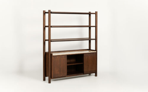 Bibliotecă Steekla, lemn masiv si marmura,152×43×183 cm
