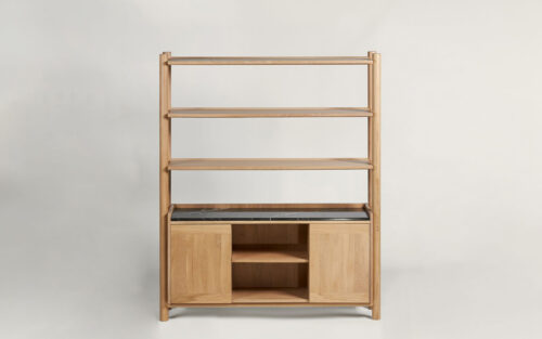 Bibliotecă Steekla, lemn masiv si marmura,152×43×183 cm - imagine 4