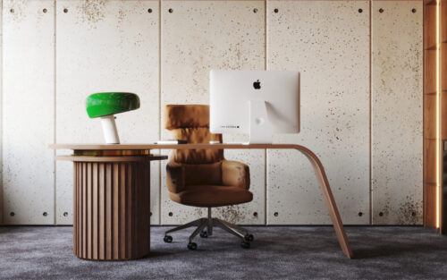 Birou executiv Xander, lemn masiv, 217×180×82 cm - imagine 5