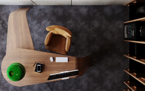 Birou executiv Xander, lemn masiv, 217×180×82 cm - imagine 6