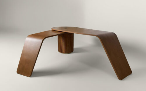 Birou executiv Xander, lemn masiv, 217×180×82 cm - imagine 7