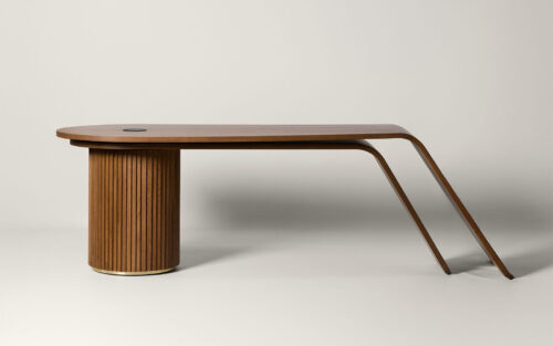 Birou executiv Xander, lemn masiv, 217×180×82 cm - imagine 8