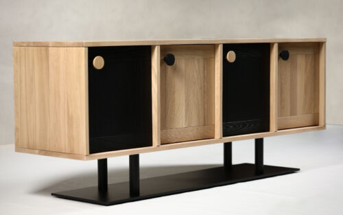 Comodă Buttons, lemn masiv, 160×45×66 cm - imagine 6