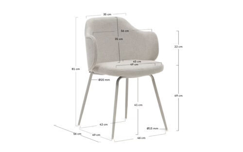 Scaun dining Yunia, 81×56×56 cm - imagine 7