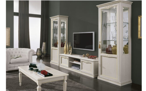 Comoda TV Lorenzo, Lemn Masiv, Nuc/Crem - imagine 3